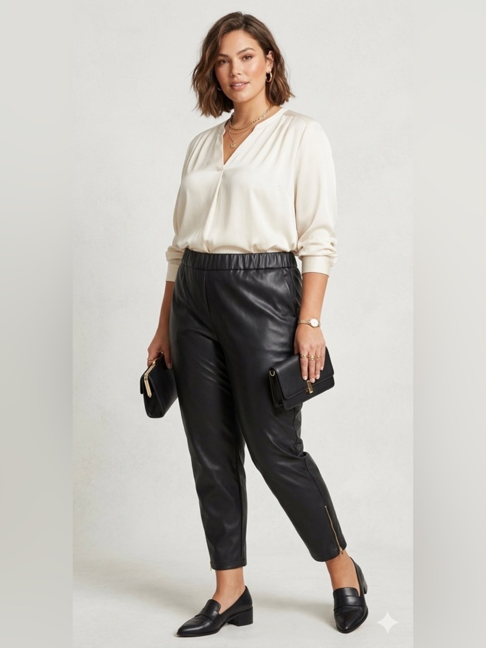 Michael MK Black Faux Leather Pants High Waist Pull On Slim Fit Leggings Edgy 3X